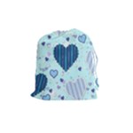 Light and Dark Blue Hearts Drawstring Pouches (Medium) 