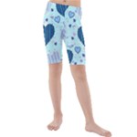 Light and Dark Blue Hearts Kids  Mid Length Swim Shorts