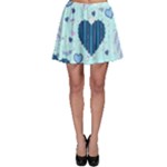 Light and Dark Blue Hearts Skater Skirt