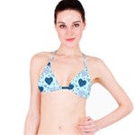 Light and Dark Blue Hearts Bikini Top