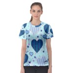 Light and Dark Blue Hearts Women s Sport Mesh Tee