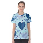 Light and Dark Blue Hearts Women s Cotton Tee