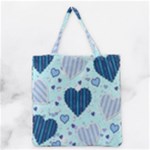 Light and Dark Blue Hearts Grocery Tote Bag