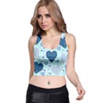 Light and Dark Blue Hearts Racer Back Crop Top