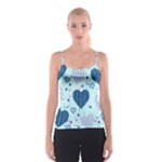 Light and Dark Blue Hearts Spaghetti Strap Top