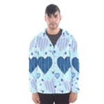 Light and Dark Blue Hearts Hooded Wind Breaker (Men)