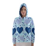 Light and Dark Blue Hearts Hooded Wind Breaker (Women)