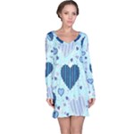 Light and Dark Blue Hearts Long Sleeve Nightdress