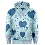 Light and Dark Blue Hearts Men s Zipper Hoodie