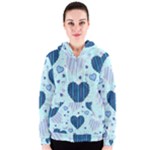 Light and Dark Blue Hearts Women s Zipper Hoodie