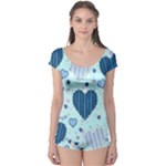 Light and Dark Blue Hearts Boyleg Leotard 