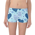 Light and Dark Blue Hearts Boyleg Bikini Bottoms