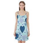 Light and Dark Blue Hearts Satin Night Slip