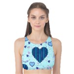 Light and Dark Blue Hearts Tank Bikini Top