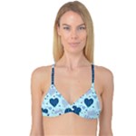 Light and Dark Blue Hearts Reversible Tri Bikini Top