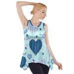 Light and Dark Blue Hearts Side Drop Tank Tunic