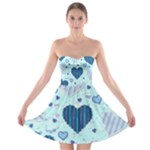 Light and Dark Blue Hearts Strapless Bra Top Dress