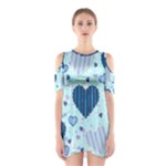 Light and Dark Blue Hearts Cutout Shoulder Dress