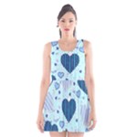 Light and Dark Blue Hearts Scoop Neck Skater Dress