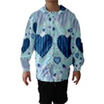 Light and Dark Blue Hearts Hooded Wind Breaker (Kids)