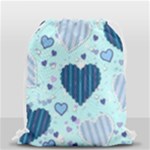 Light and Dark Blue Hearts Drawstring Bag (Small)
