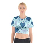 Light and Dark Blue Hearts Cotton Crop Top