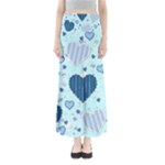 Light and Dark Blue Hearts Maxi Skirts