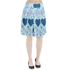 Light and Dark Blue Hearts Pleated Skirt from ArtsNow.com