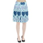 Light and Dark Blue Hearts Pleated Skirt