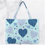 Light and Dark Blue Hearts Medium Zipper Tote Bag