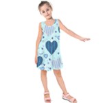 Light and Dark Blue Hearts Kids  Sleeveless Dress