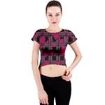 Harts pattern Crew Neck Crop Top