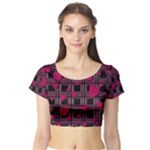 Harts pattern Short Sleeve Crop Top (Tight Fit)