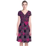 Harts pattern Short Sleeve Front Wrap Dress