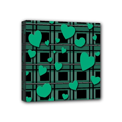 Green love Mini Canvas 4  x 4  from ArtsNow.com