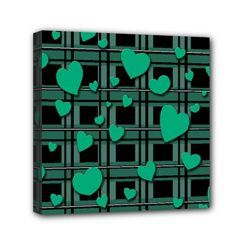 Green love Mini Canvas 6  x 6  from ArtsNow.com