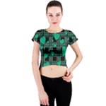 Green love Crew Neck Crop Top