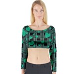 Green love Long Sleeve Crop Top