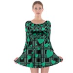 Green love Long Sleeve Skater Dress