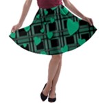 Green love A-line Skater Skirt