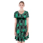 Green love Short Sleeve V-neck Flare Dress