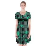 Green love Short Sleeve V-neck Flare Dress