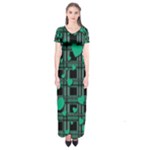 Green love Short Sleeve Maxi Dress