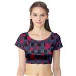 Decorative love Short Sleeve Crop Top (Tight Fit)