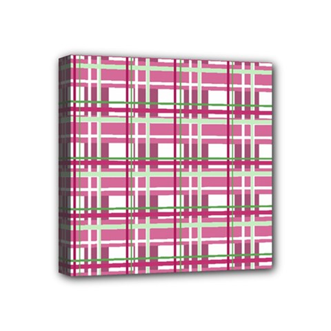 Pink plaid pattern Mini Canvas 4  x 4  from ArtsNow.com