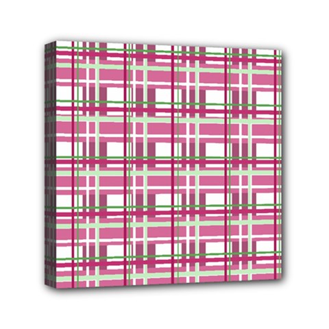 Pink plaid pattern Mini Canvas 6  x 6  from ArtsNow.com