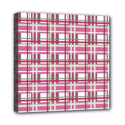 Pink plaid pattern Mini Canvas 8  x 8  from ArtsNow.com