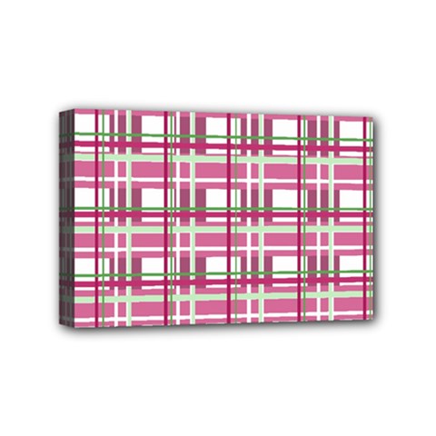 Pink plaid pattern Mini Canvas 6  x 4  from ArtsNow.com