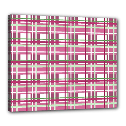 Pink plaid pattern Canvas 24  x 20  from ArtsNow.com