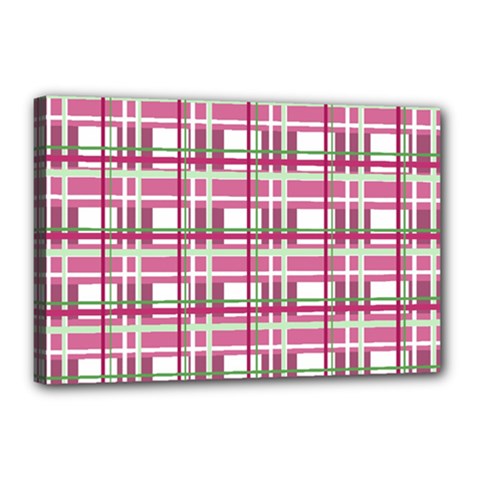 Pink plaid pattern Canvas 18  x 12  from ArtsNow.com